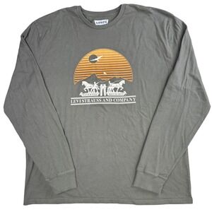 Levis Long Sleeve Graphic T Shirt XL Surplus Green Logo Print